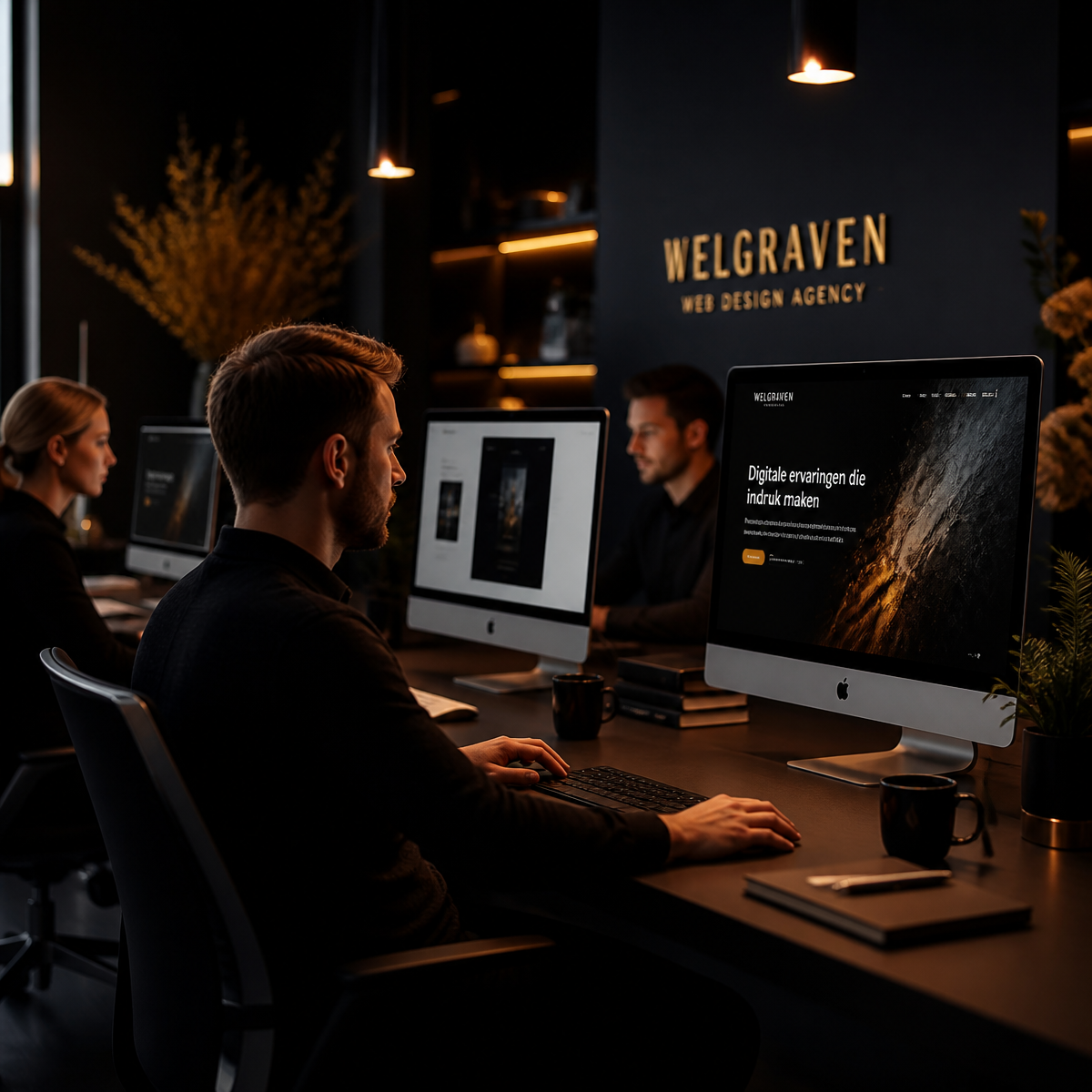 GoudseWeb team aan het werk in de studio